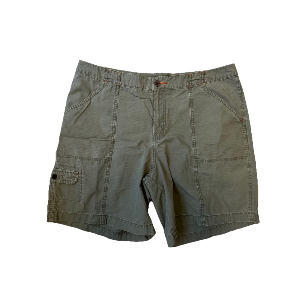 Eddie Bauer Womens Cargo Shorts Sz16 Army Green Khaki Outdoors Activewear Hiking